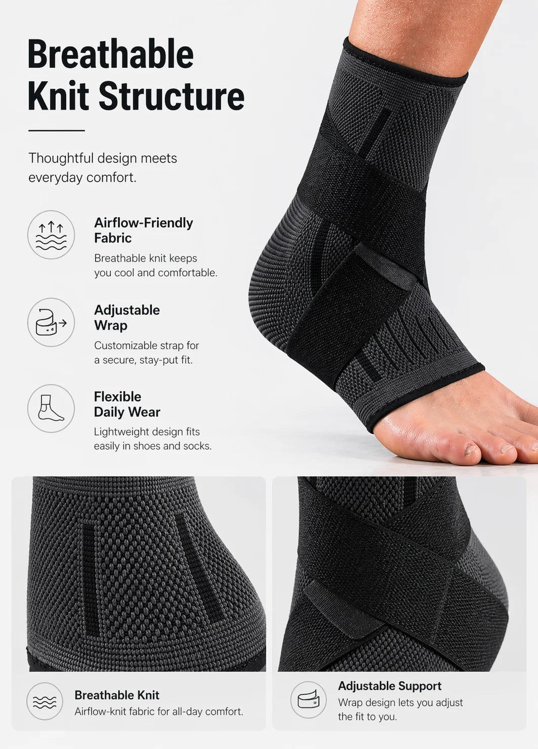 Pro Dynamic Ankle Support Brace | Adjustable Compression Sleeve