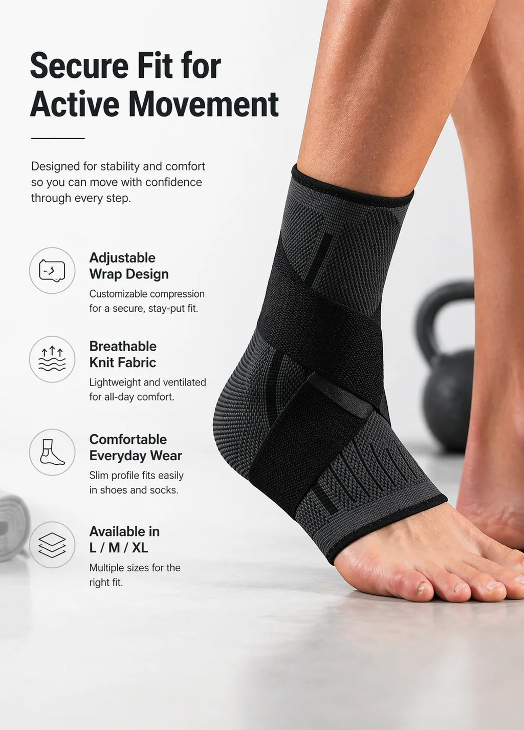 Pro Dynamic Ankle Support Brace | Adjustable Compression Sleeve