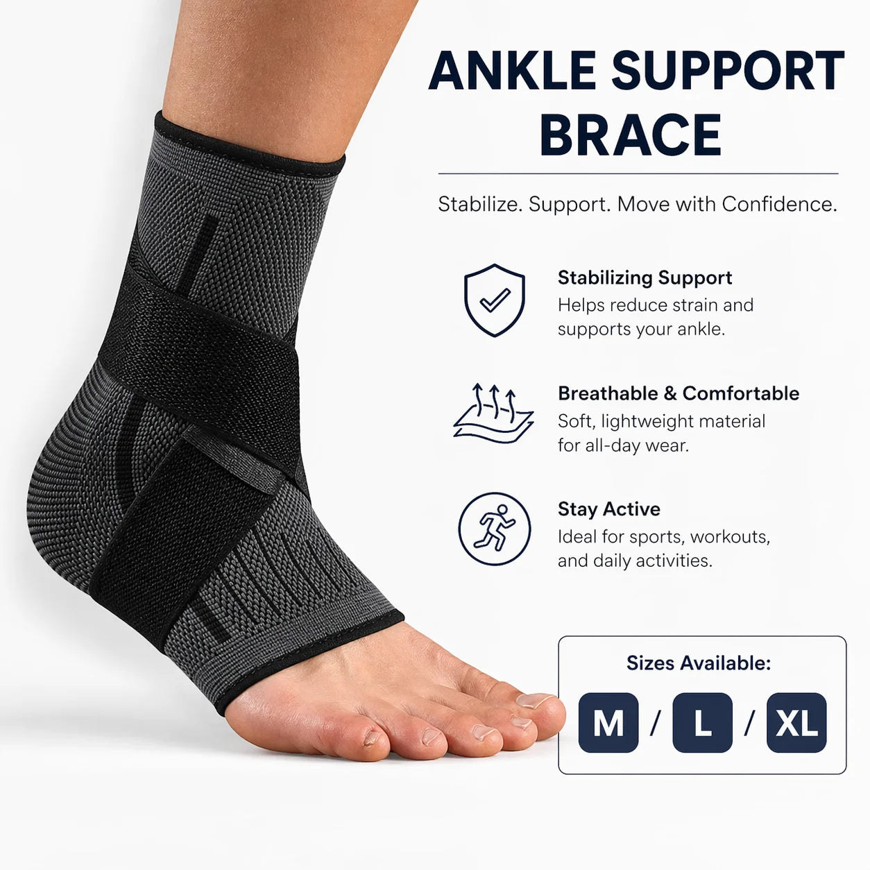 Pro Dynamic Ankle Support Brace | Adjustable Compression Sleeve