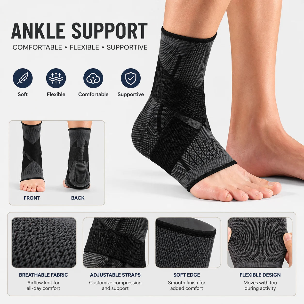 Pro Dynamic Ankle Support Brace | Adjustable Compression Sleeve