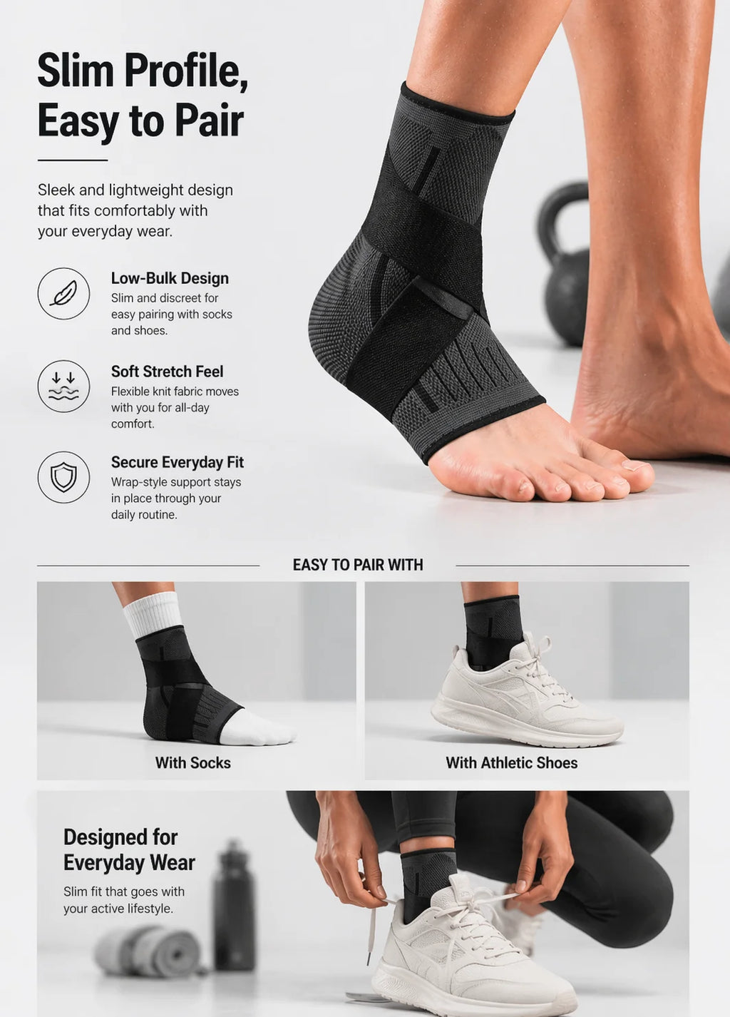 Pro Dynamic Ankle Support Brace | Adjustable Compression Sleeve