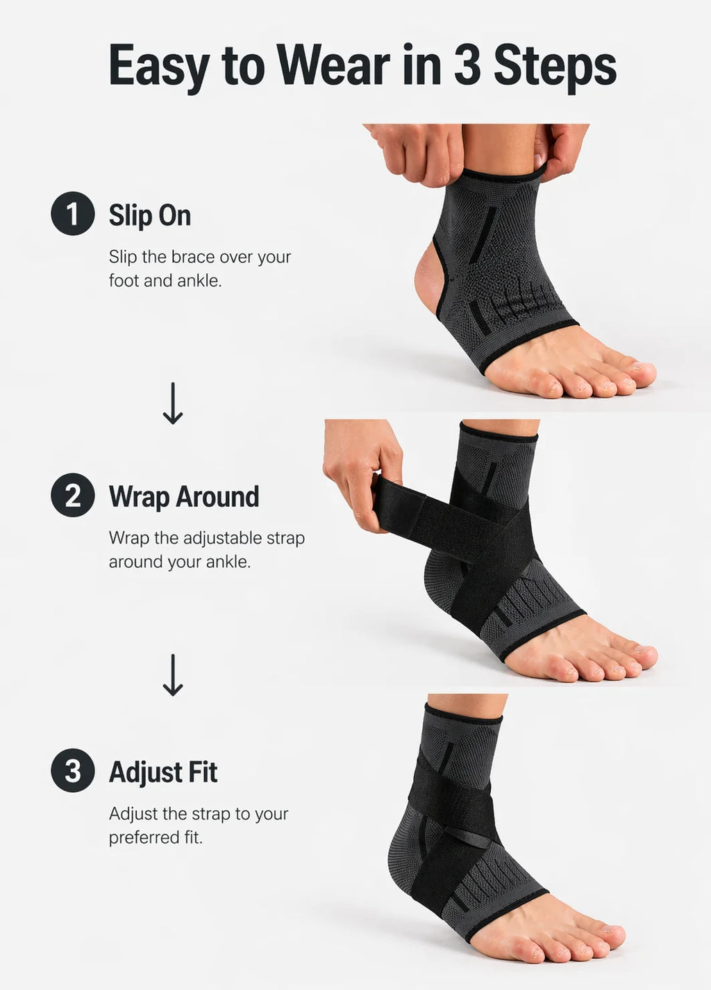 Pro Dynamic Ankle Support Brace | Adjustable Compression Sleeve