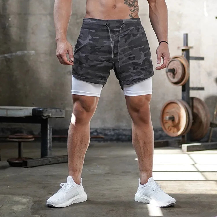Men's 2-in-1 Camo Running Shorts with Phone Pocket