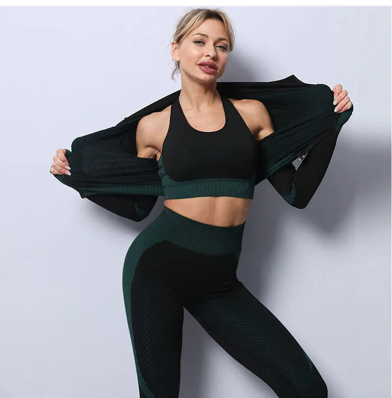 Premium 3-Piece Seamless Yoga & Sport Workout Set