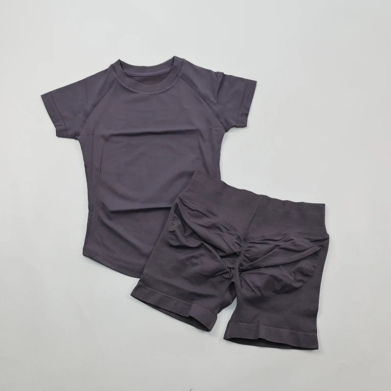 Seamless Crop Top & Booty Shorts 2-Piece Yoga Set