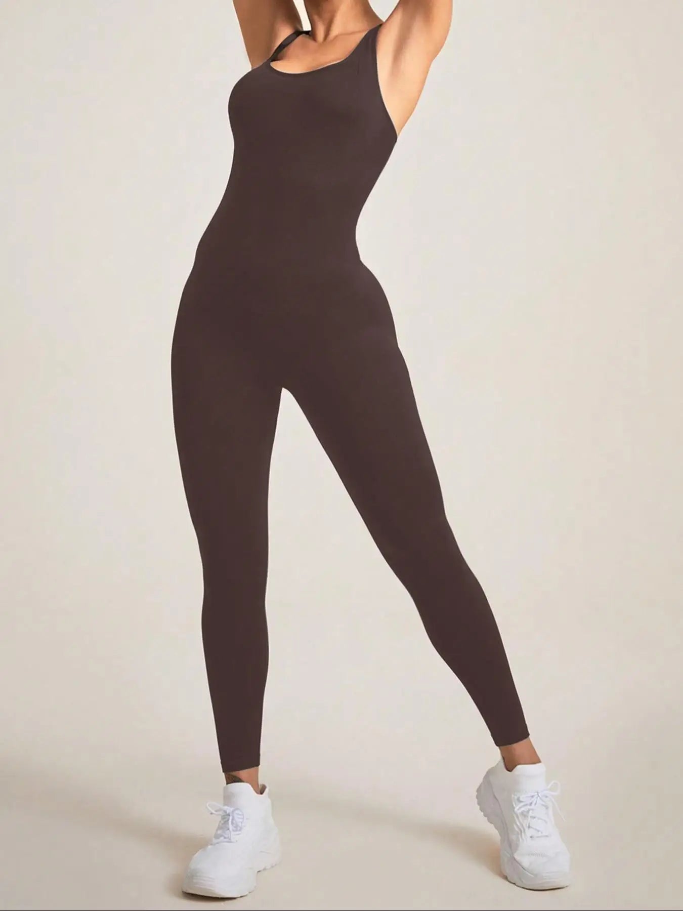Seamless Cross-Strap Yoga Jumpsuit | One-Piece Athletic Bodysuit