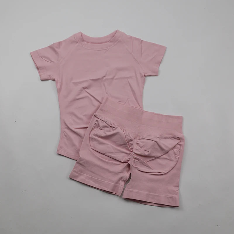 Seamless Crop Top & Booty Shorts 2-Piece Yoga Set