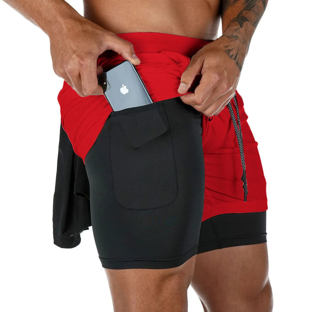 Men's 2-in-1 Camo Running Shorts with Phone Pocket