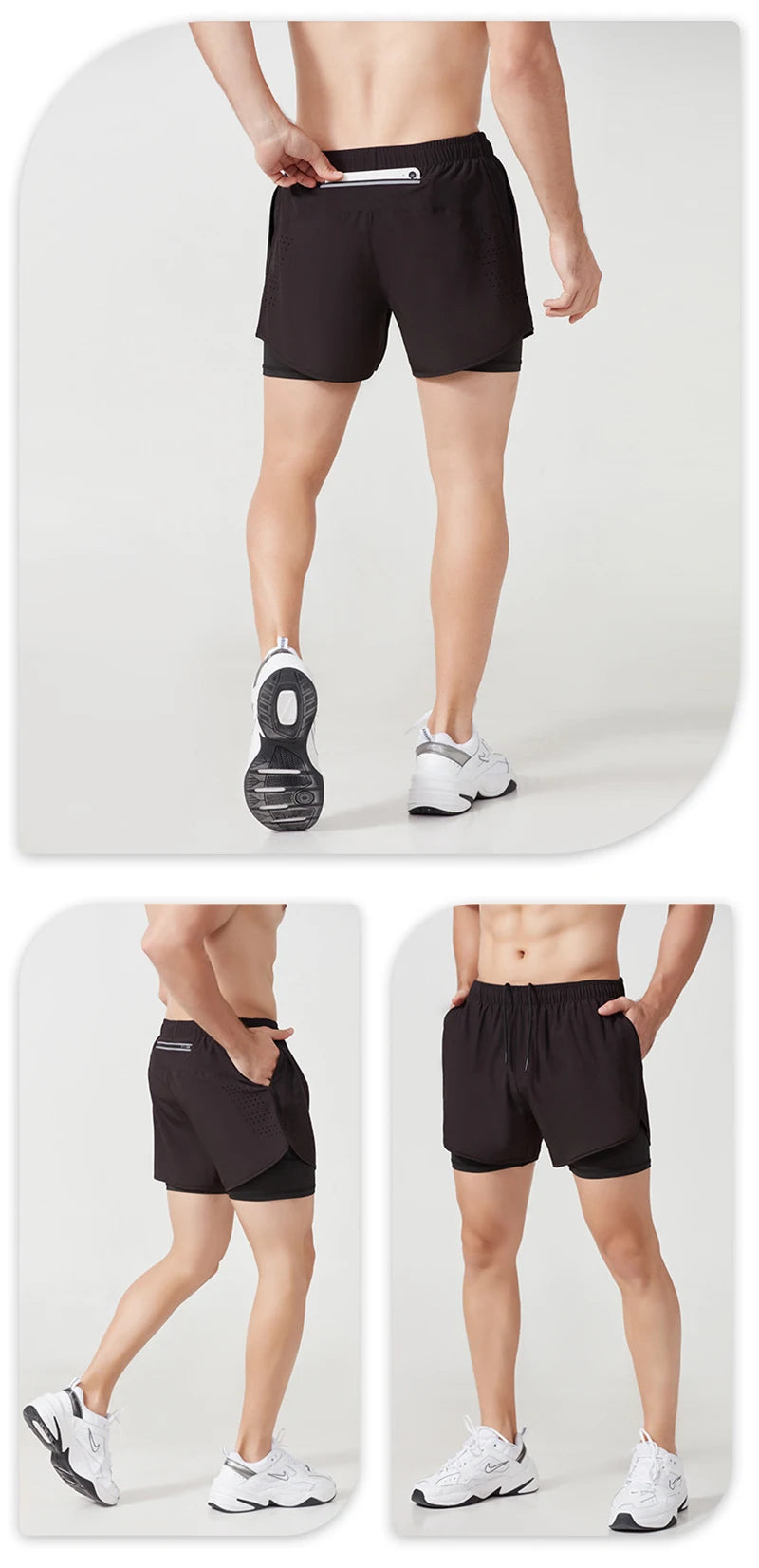 Men's Laser-Cut 2-in-1 Premium Running Shorts