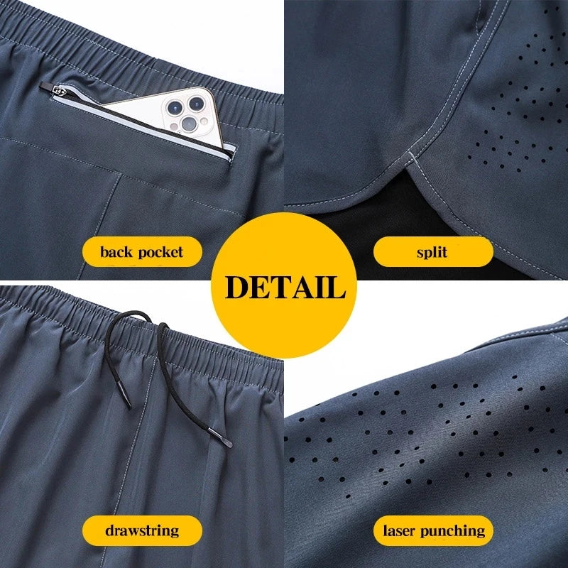 Men's Laser-Cut 2-in-1 Premium Running Shorts