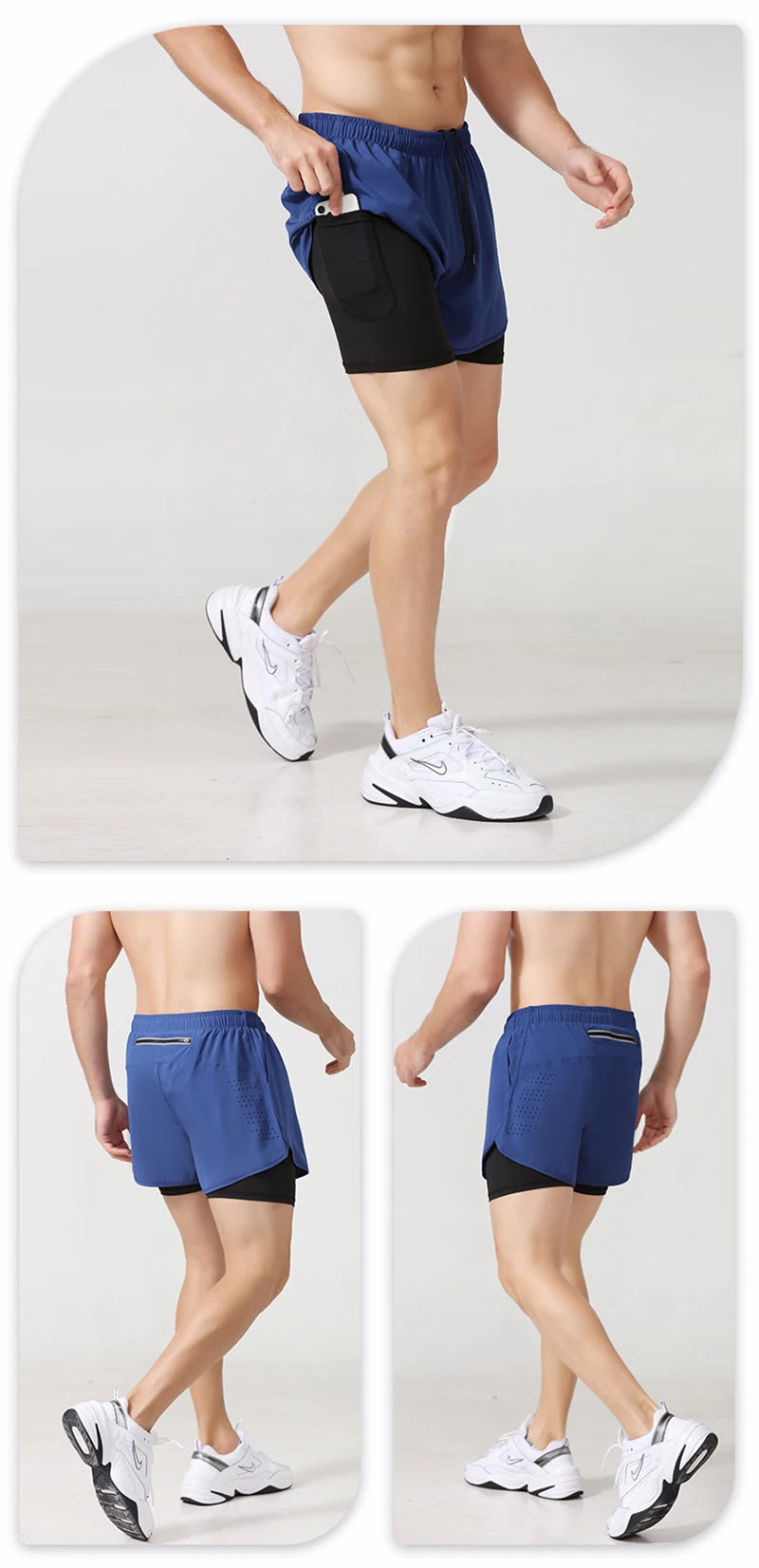 Men's Laser-Cut 2-in-1 Premium Running Shorts