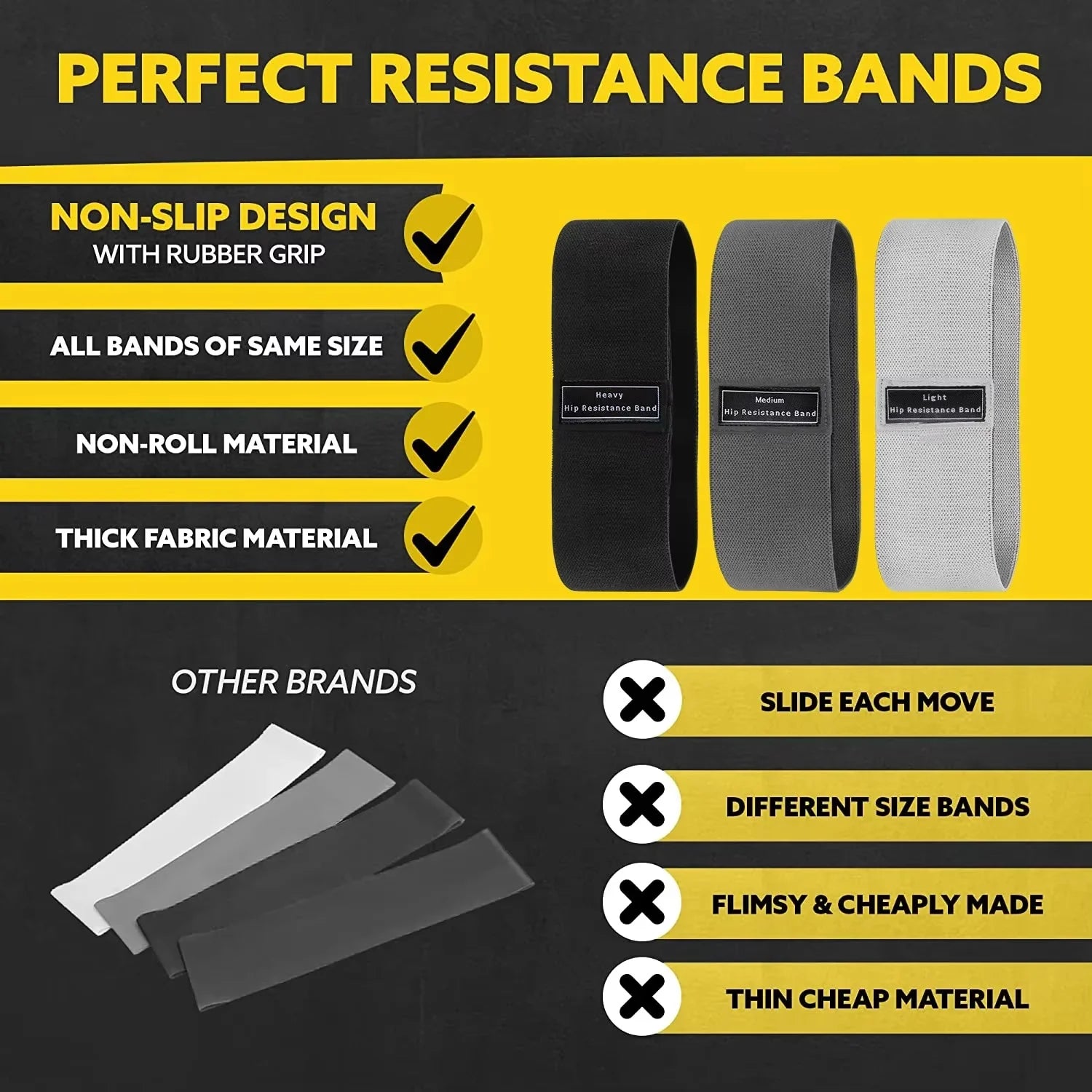 Premium Non-Slip Fabric Resistance Bands – Glute & Thigh Workout Loops⁠