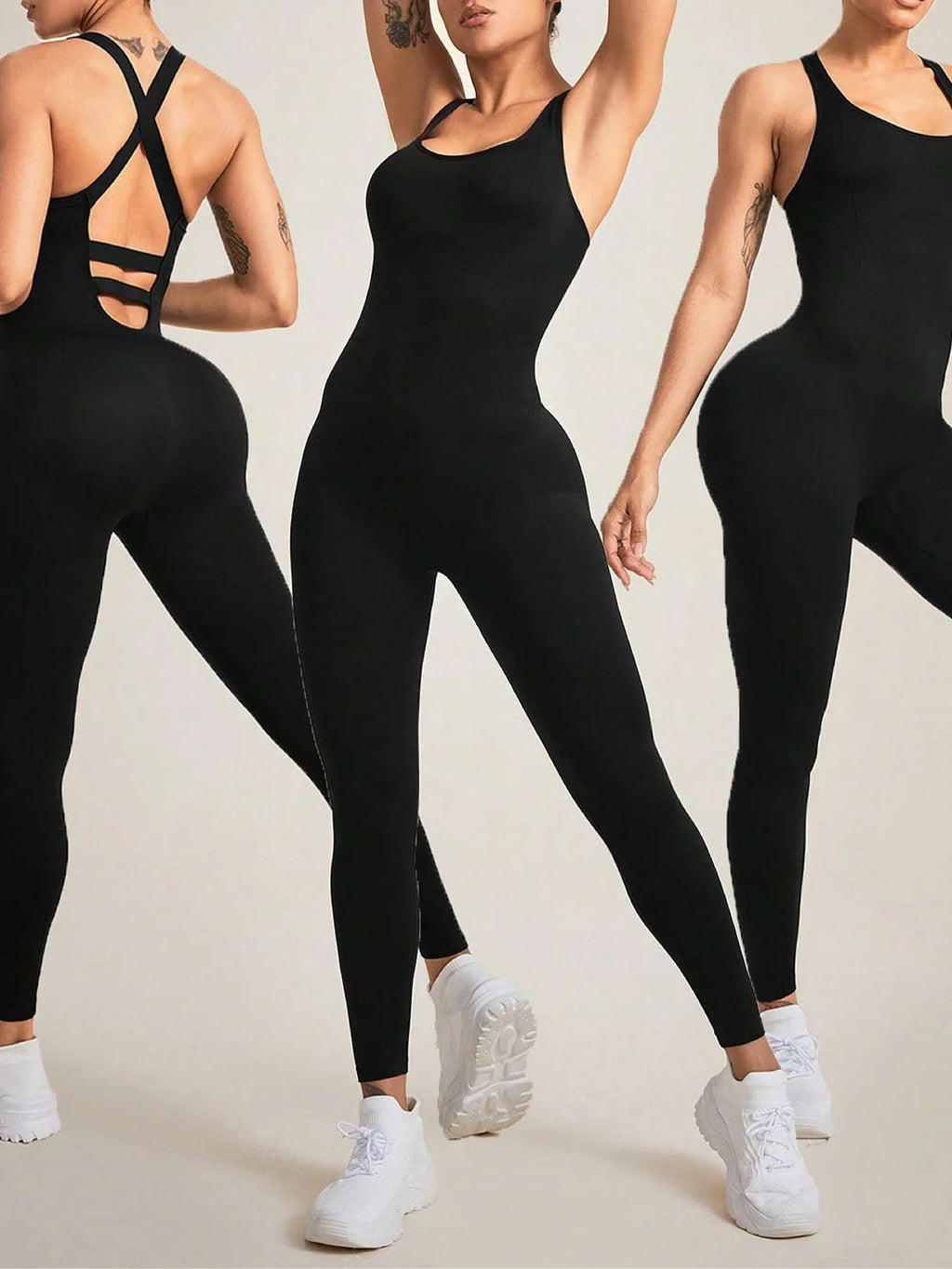 Premium Seamless Criss-Cross Back Yoga Jumpsuit