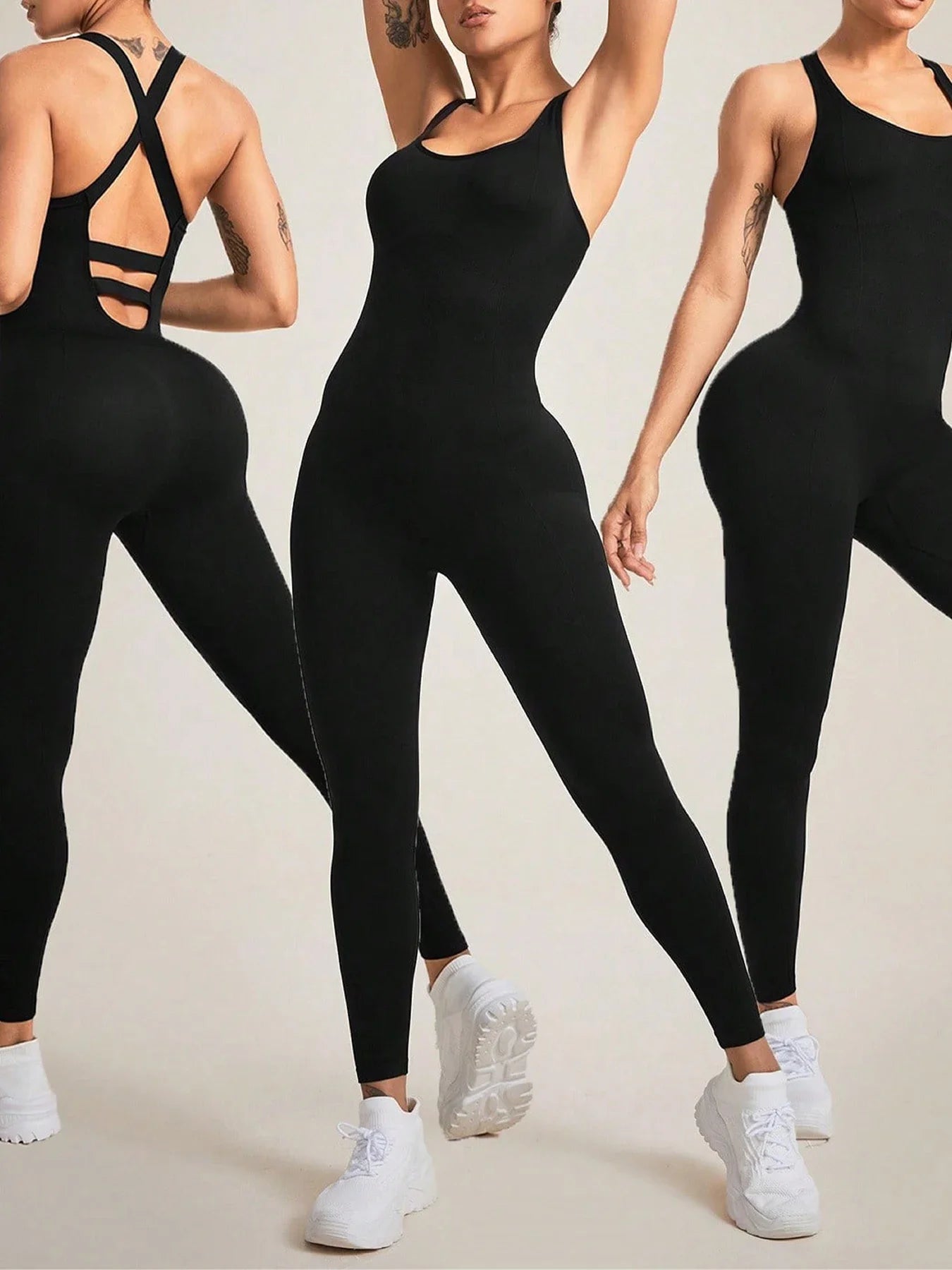 Premium Seamless Criss-Cross Back Yoga Jumpsuit