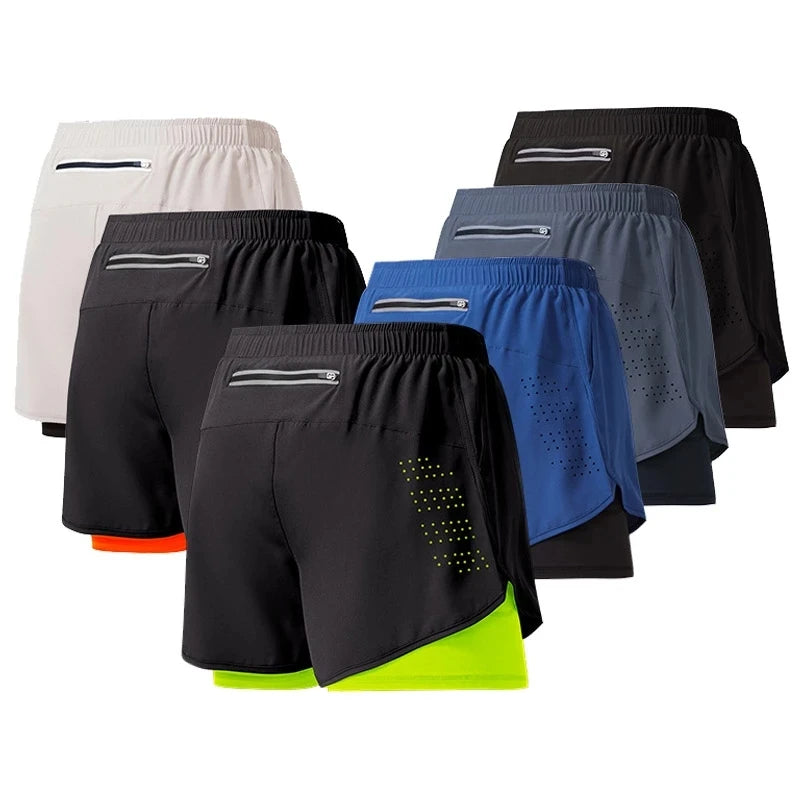 Men's Laser-Cut 2-in-1 Premium Running Shorts