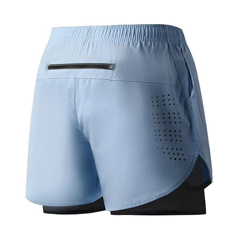 Men's Laser-Cut 2-in-1 Premium Running Shorts