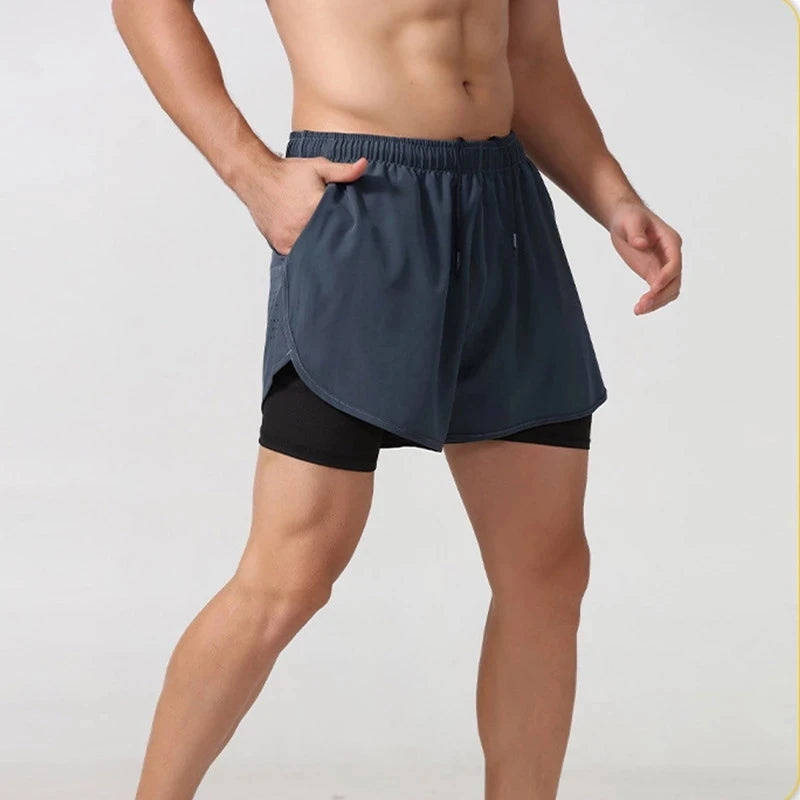 Men's Laser-Cut 2-in-1 Premium Running Shorts