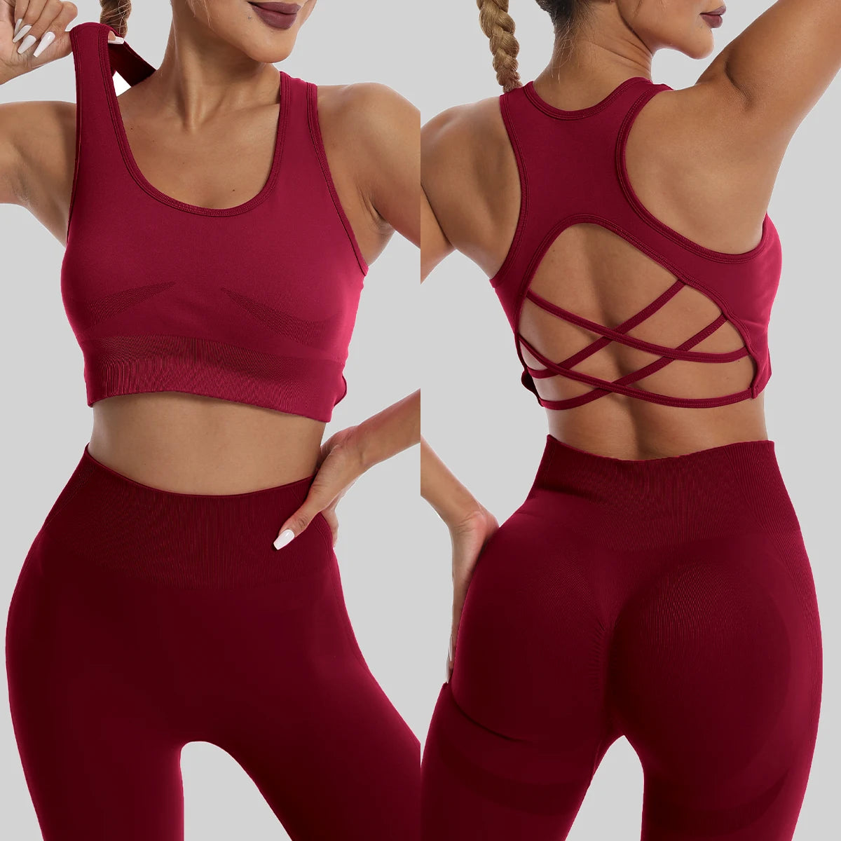 High-Waist Seamless Yoga Sport Workout Set⁠