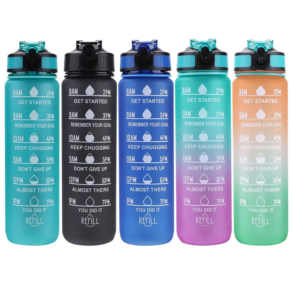 1 Litre Motivational Water Bottle with Time Marker – Leakproof, BPA-Free Sport Water Bottle for Gym, Fitness, Travel and Outdoor Activities