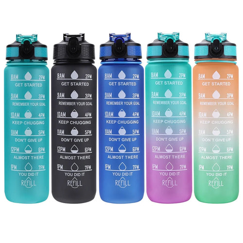 1 Litre Motivational Water Bottle with Time Marker – Leakproof, BPA-Free Sport Water Bottle for Gym, Fitness, Travel and Outdoor Activities