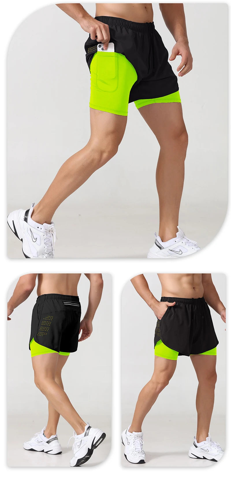 Men's Laser-Cut 2-in-1 Premium Running Shorts
