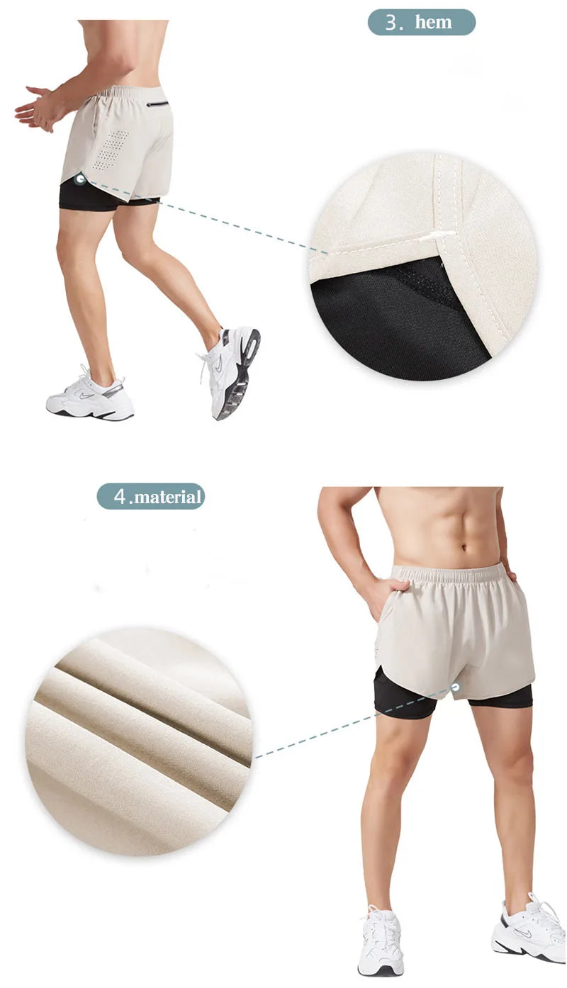 Men's Laser-Cut 2-in-1 Premium Running Shorts