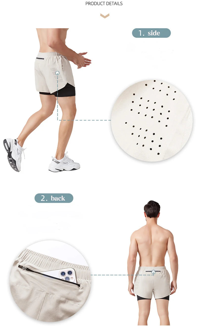 Men's Laser-Cut 2-in-1 Premium Running Shorts