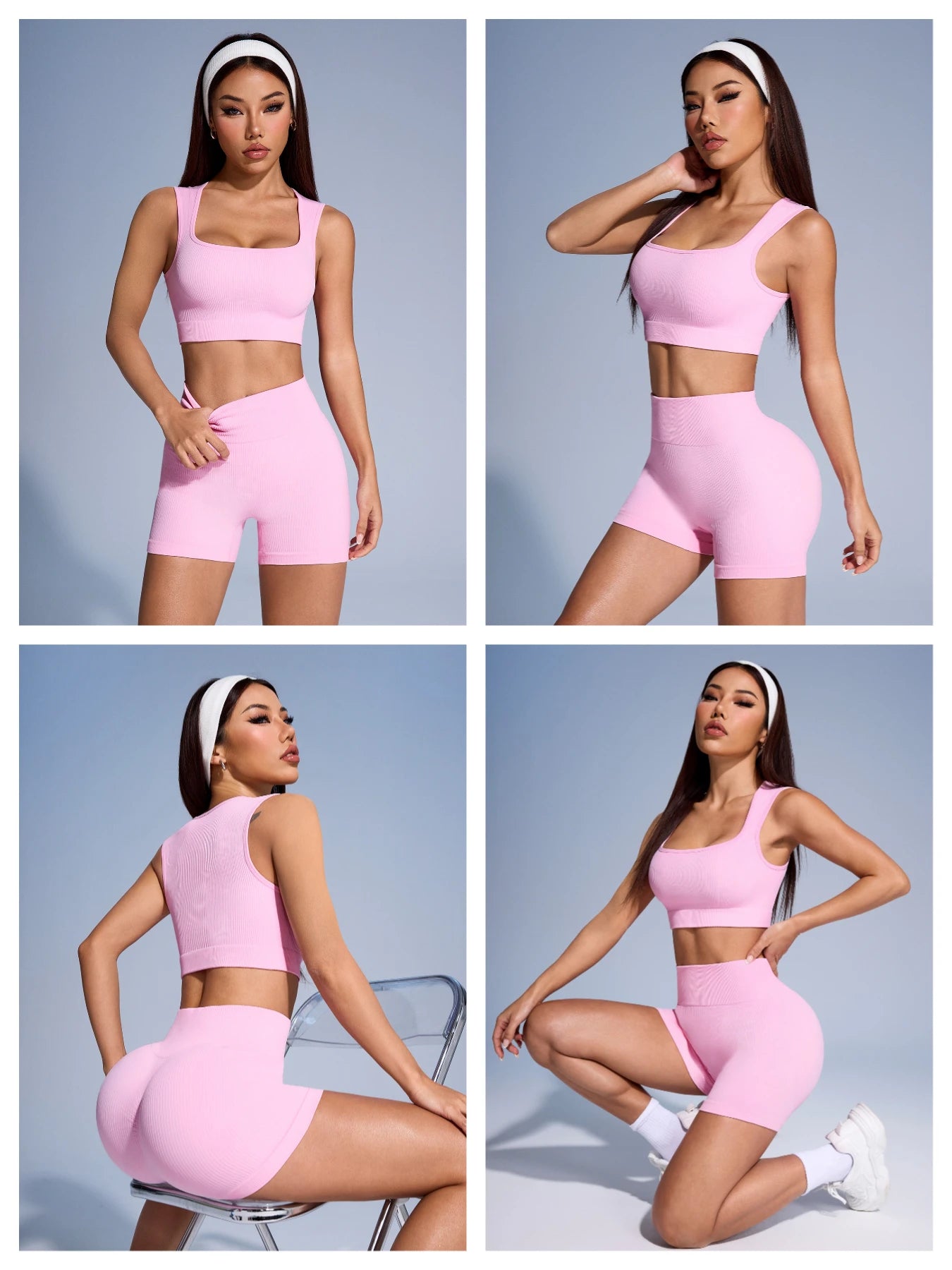 Seamless Ribbed Workout Set | 2-Piece Crop Tank & High-Waist Shorts