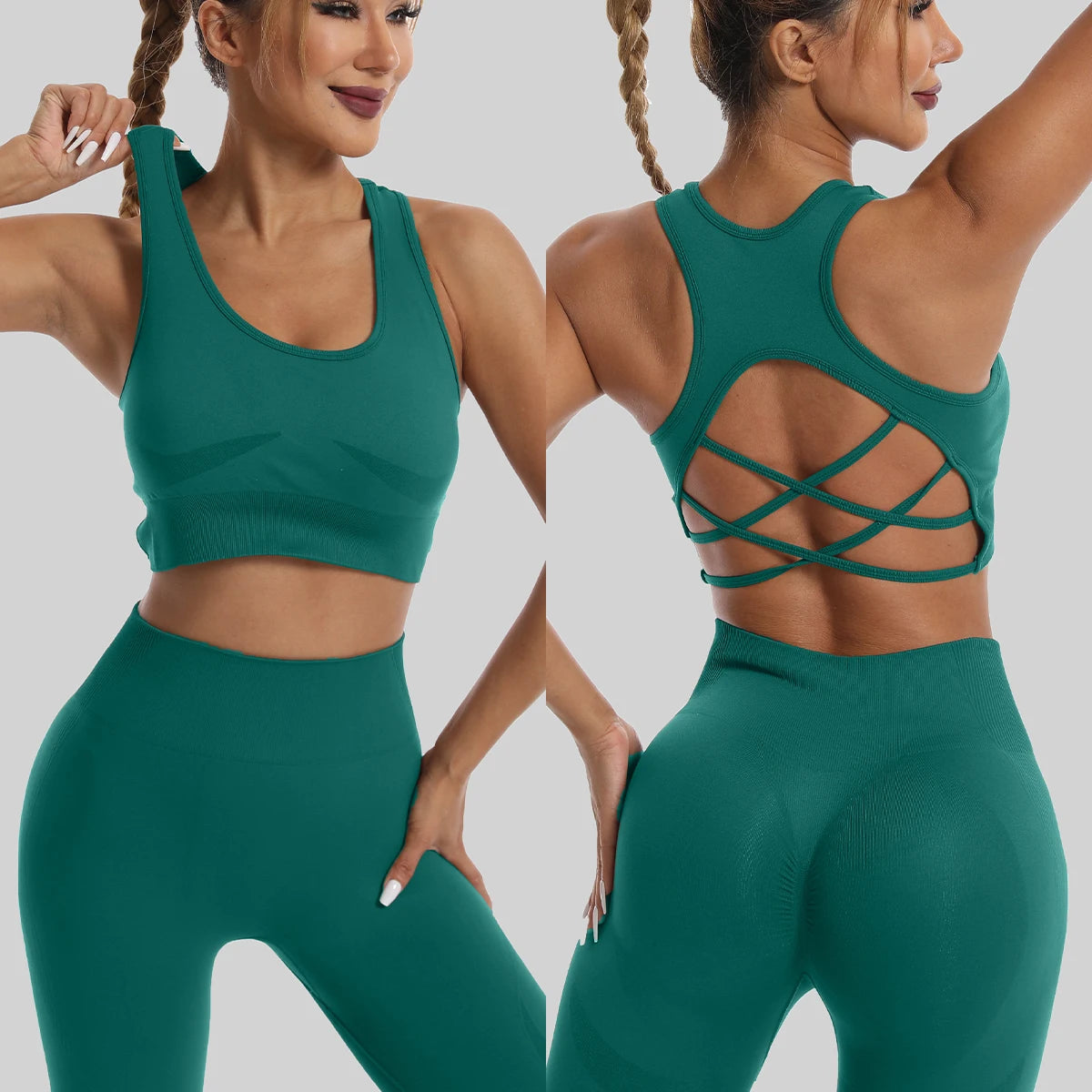 High-Waist Seamless Yoga Sport Workout Set⁠