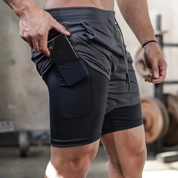 Men's 2-in-1 Camo Running Shorts with Phone Pocket
