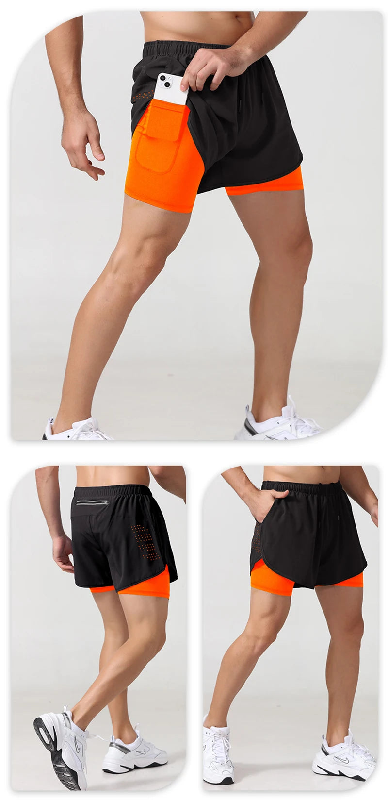 Men's Laser-Cut 2-in-1 Premium Running Shorts
