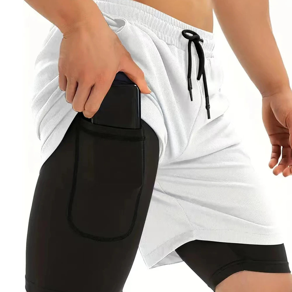 Men's 2-in-1 Textured Graphic Gym Shorts
