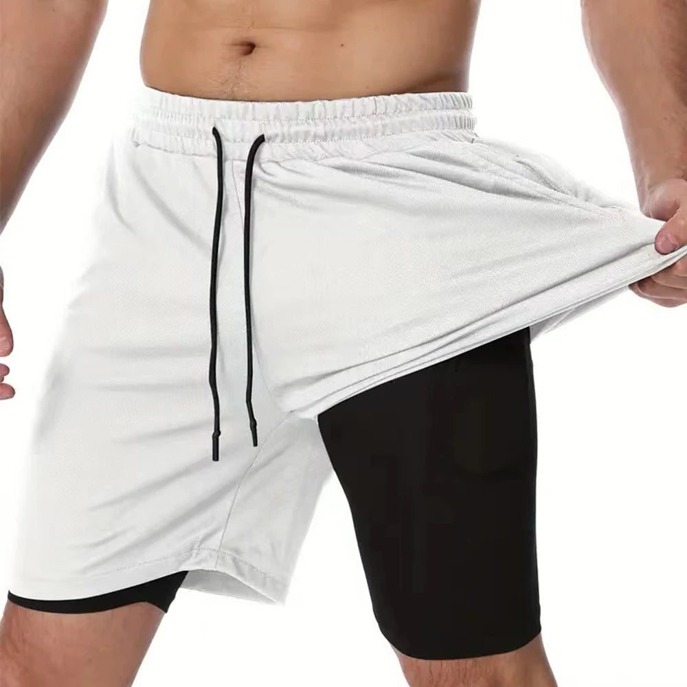 Men's 2-in-1 Textured Graphic Gym Shorts
