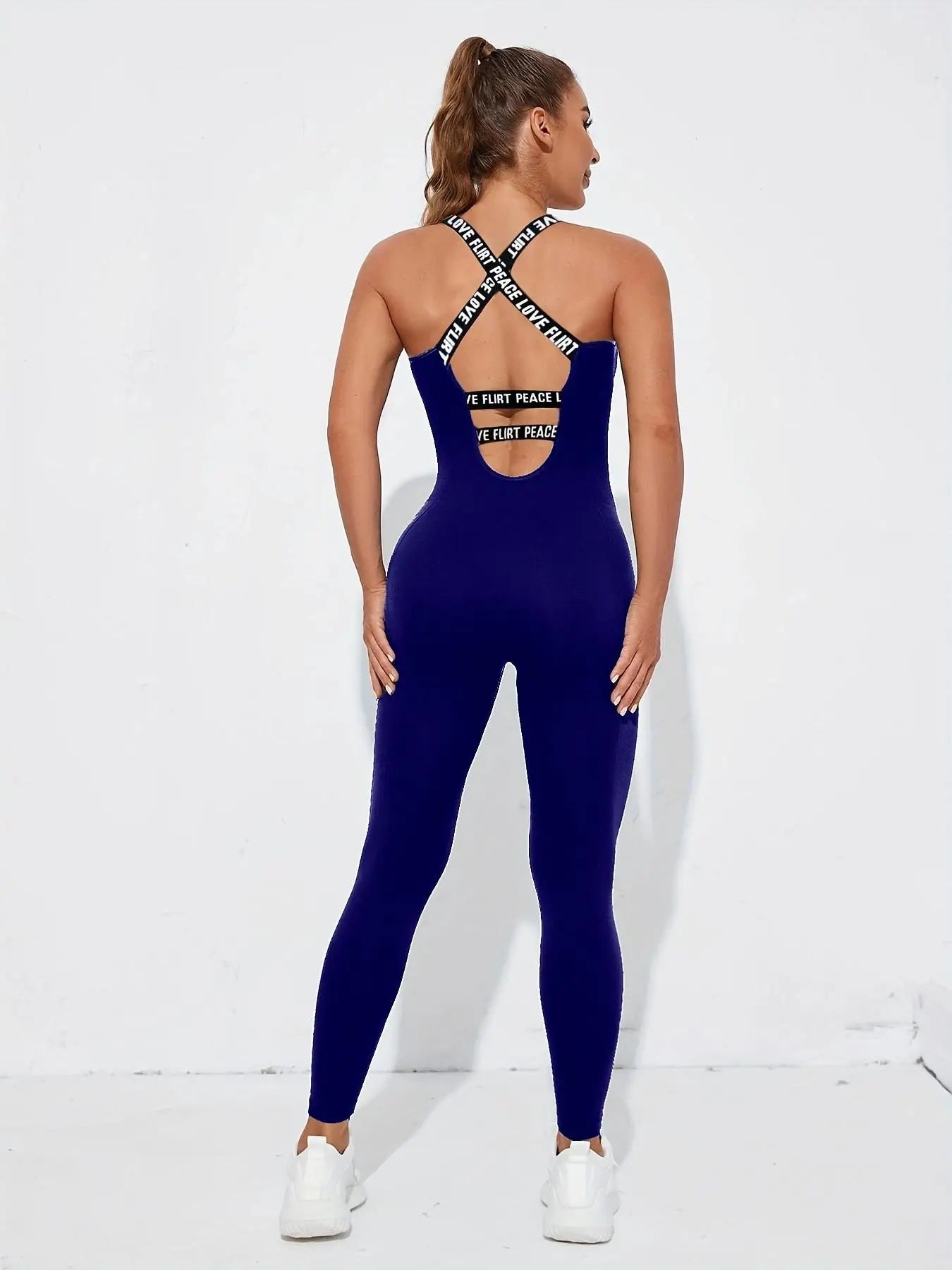 Seamless Cross-Strap Yoga Jumpsuit | One-Piece Athletic Bodysuit