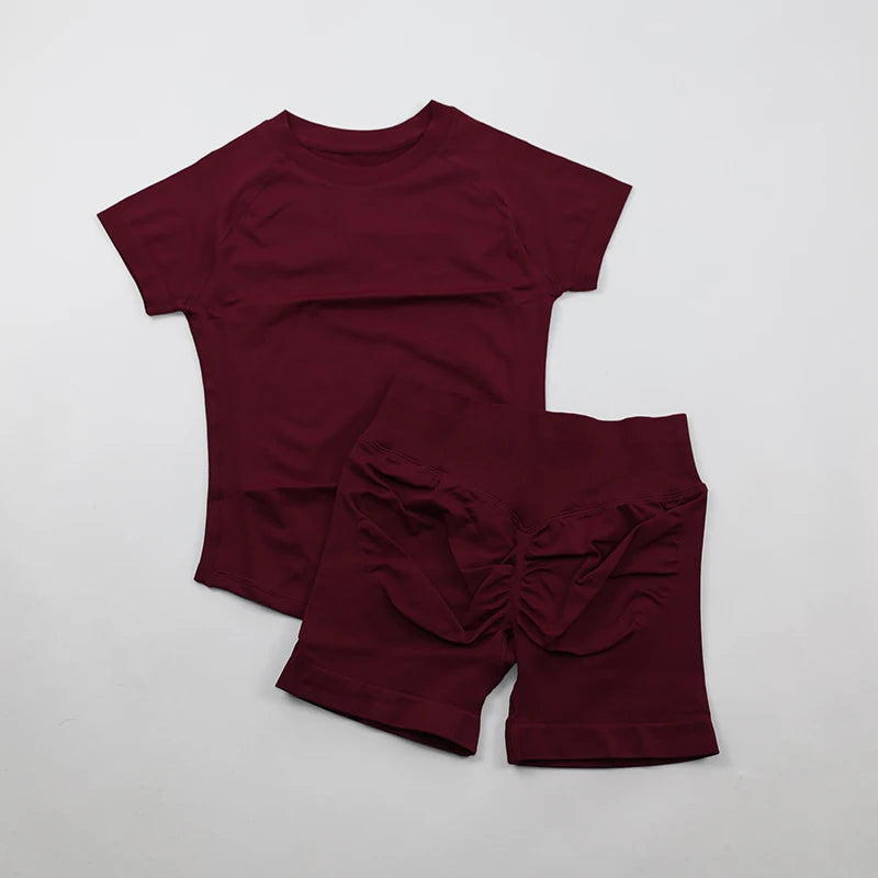 Seamless Crop Top & Booty Shorts 2-Piece Yoga Set