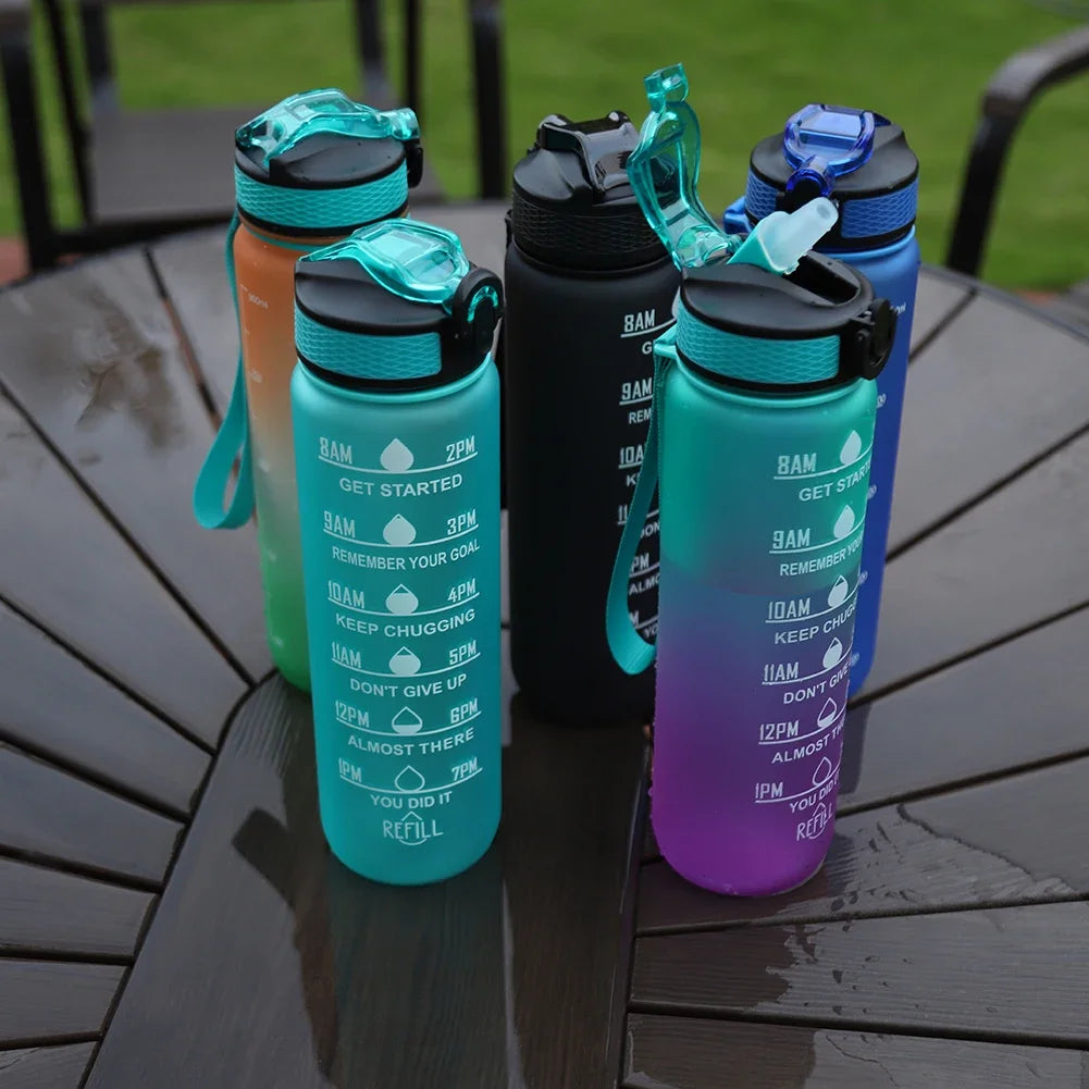 1 Litre Motivational Water Bottle with Time Marker – Leakproof, BPA-Free Sport Water Bottle for Gym, Fitness, Travel and Outdoor Activities