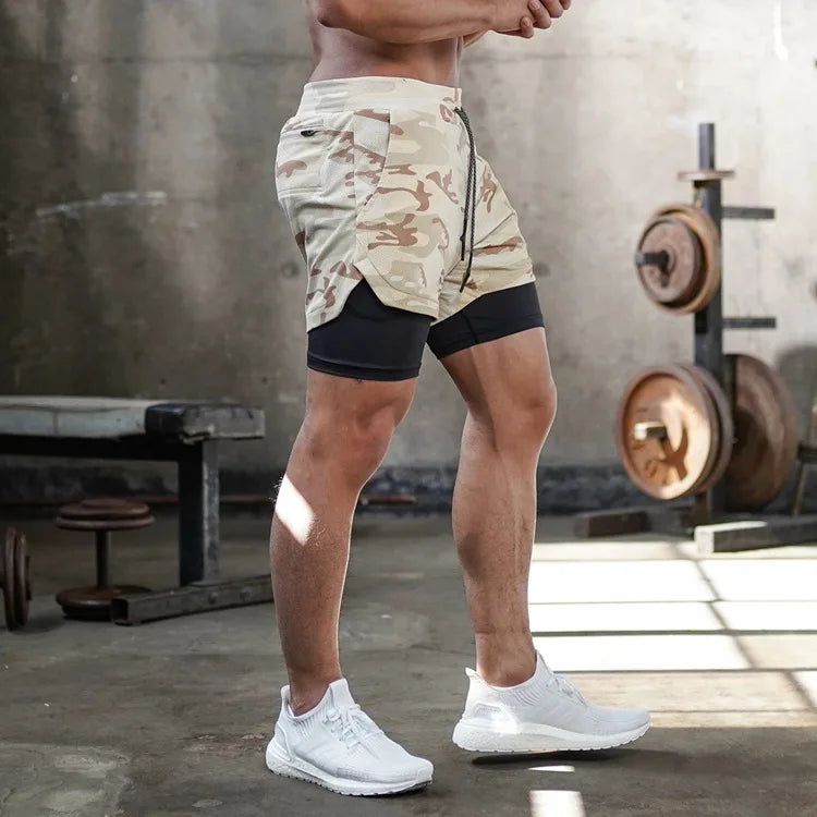 Men's 2-in-1 Camo Running Shorts with Phone Pocket