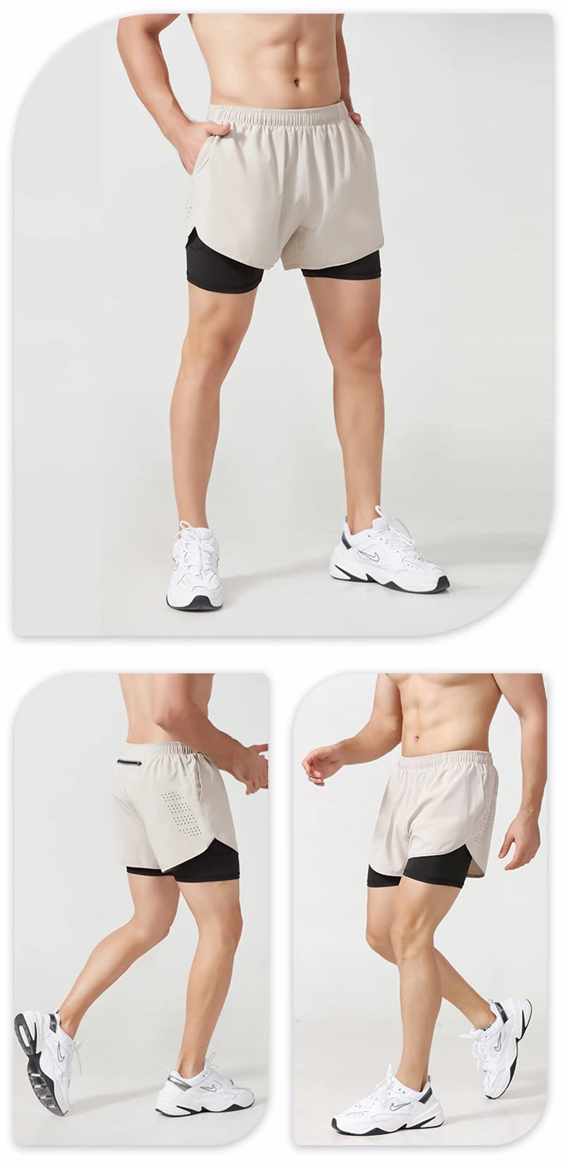 Men's Laser-Cut 2-in-1 Premium Running Shorts
