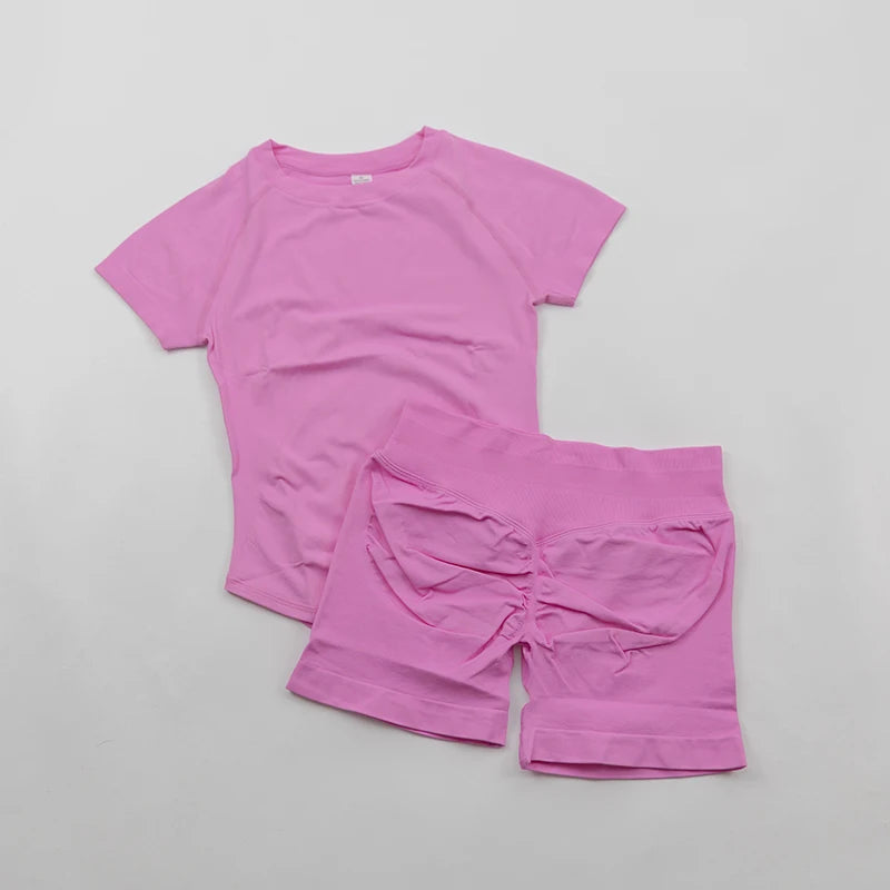 Seamless Crop Top & Booty Shorts 2-Piece Yoga Set