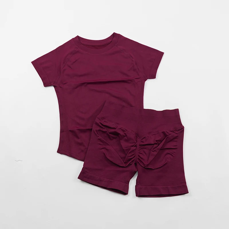Seamless Crop Top & Booty Shorts 2-Piece Yoga Set