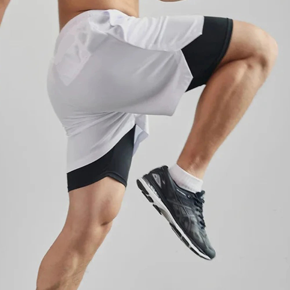 Men's 2-in-1 Textured Graphic Gym Shorts