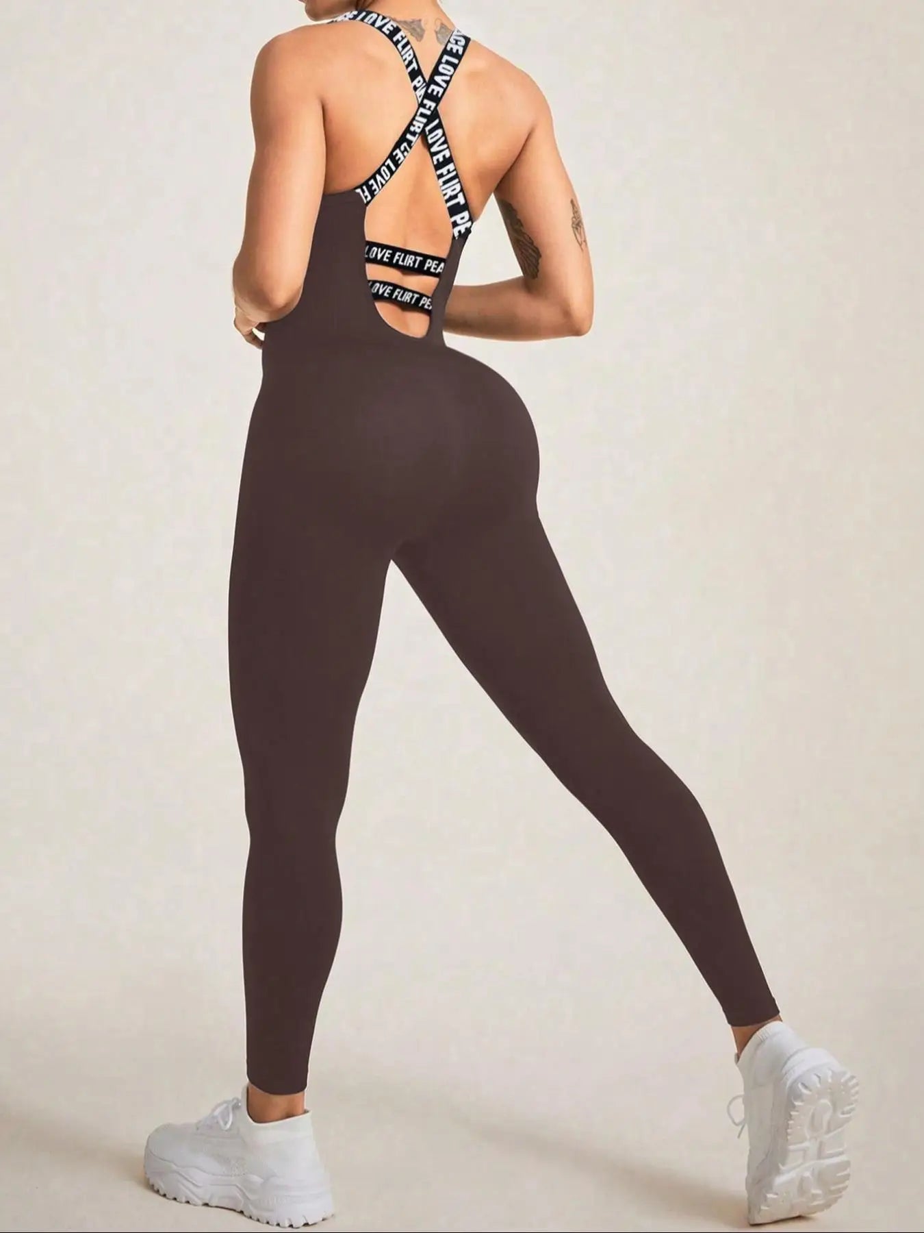 Seamless Cross-Strap Yoga Jumpsuit | One-Piece Athletic Bodysuit